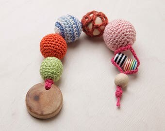 Wooden Baby Teether Crochet Baby Teether Baby Teething Toy Wooden Teething Toy Wood Baby Teether Wooden Teether Crochet Teething Toy Natural