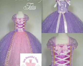 Rapunzel Sparkle Ball Gown Girl tutu dress - Fun Party Outfit Fancy Cute Birthday