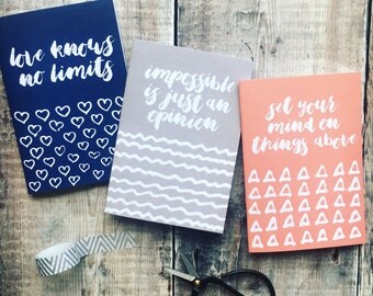 Set of 3 'Be Inspired' Notebooks - Notebook Set - Luxury Notebooks - Faith Prints - Izzy & Pop - Christian Gifts - Inspirational Quotes