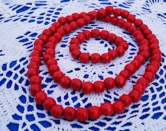 Statement Necklace Wooden necklace Bold Necklace Red Red bracelet beaded necklace Ukrainian Jewelry Wooden bead necklace ethnic