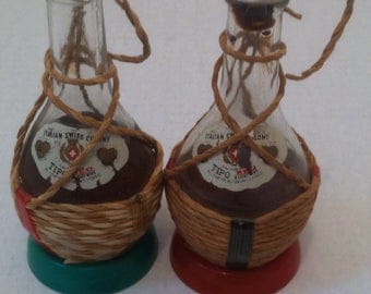 Vintage Salt and Pepper Shakers, Set of Vintage Salt & Pepper Shakers, Wine Bottles, Alcohol Bottles