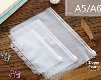 PVC Pouch, A5 A6 Zipper Pouch, Pouch, stickers storage, insert, Card Holder, Card Organizer, Zippered Pocket