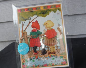 Vintage Musical(When You Wish Upon A Star) Lucite Picture Frame Mary Engelbreit Print(Make A Wish) 1364