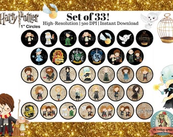 Harry Potter Collage Sheets, Harry Potter Jewelry, Harry Potter Stickers, Harry Potter Inchies, Digital Ephemera, Ephemera Pack, Clipart