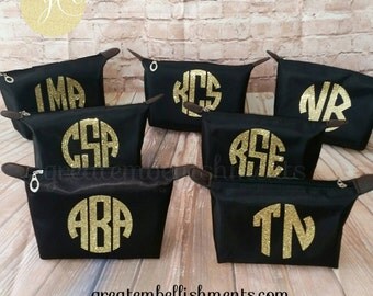 Personalized Cosmetic Bag, Monogram Cosmetic Bag, Bridesmaid Gift, Teacher Gift, Gifts for Brides, Bridal Party, Wedding Cosmetic Bag
