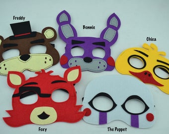 Five Nights at Freddy's Felt Mask - Birthday Party Favor. Great for Child Kids Boy Girl Toddler Costume Outfit. Freddy Chica Bonnie Foxy