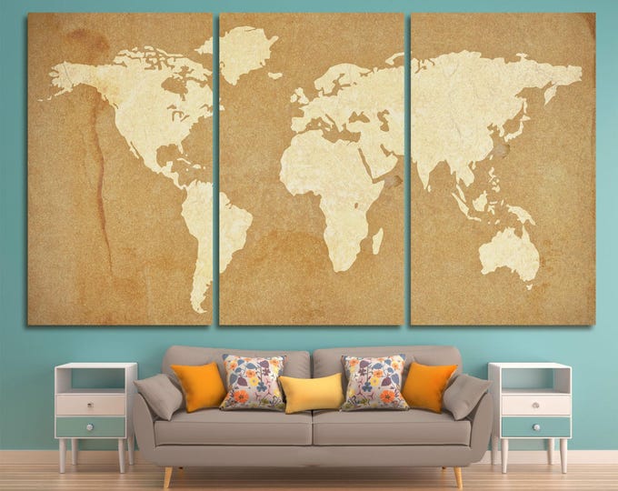 Abstract world map canvas print wall art abstract world map print on canvas world map poster wall decor world map canvas set of 3 or 5 panel