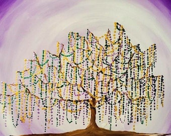 mardi gras bead tree print