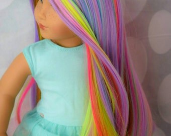 Custom 10-11 inch WIG FOR 18inch American Girl Doll Wig Rainbow Fits head circumference 10 11 inches only NEW Our Best Selling Rainbow!
