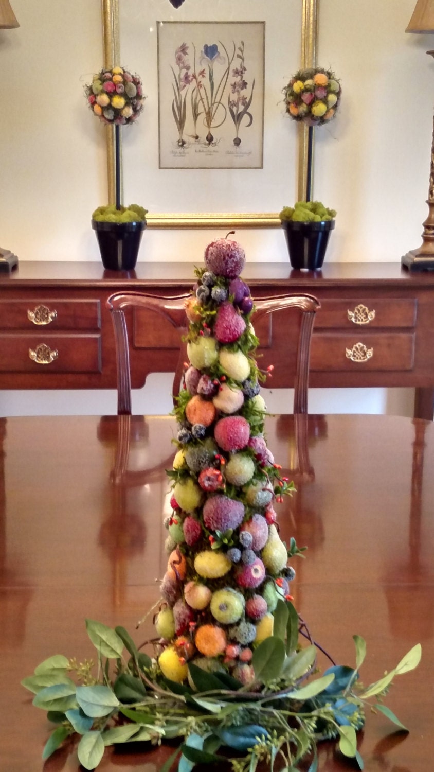 Christmas Centerpiece Sugared Fruit Topiary