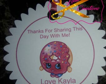 Set of 12 Personalized shopkins favor tags, shopkins thank you tags, shopkins gift tags, shopkins thank you card, shopkins Party, shopkins