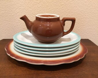 Vintage Hall China Single Serving Brown Teapot