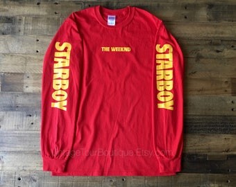 Starboy The Weeknd XO Gildan Long Sleeve Tee Shirt Starboy Tour Merch T-Shirt