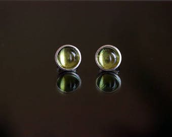925 Sterling silver stud earrings with natural Peridot gemstones