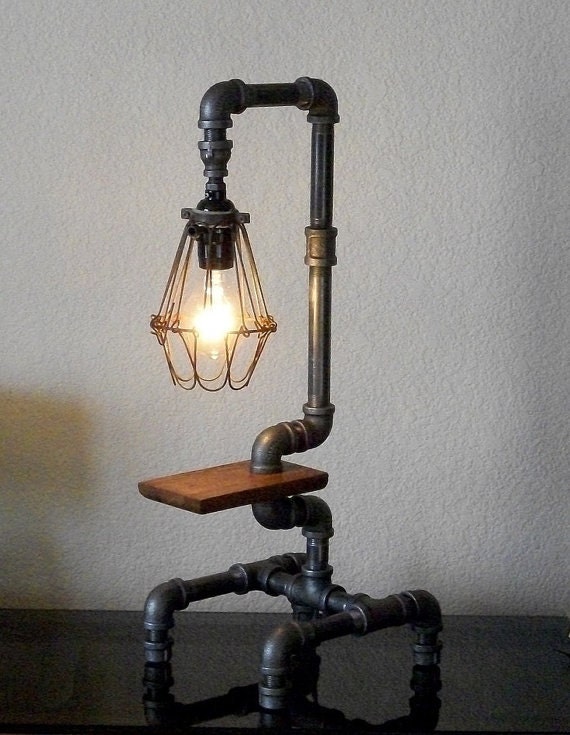 Industrial loft rustic iron  pipe  steampunk style table  lamp  