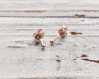 Stud Earrings | 1mm Stud Earrings, Nickel Free, Rose Gold Plated, Rose Gold Stud Earrings, Rose Gold Earring, Rose Gold Stud, Small Earrings