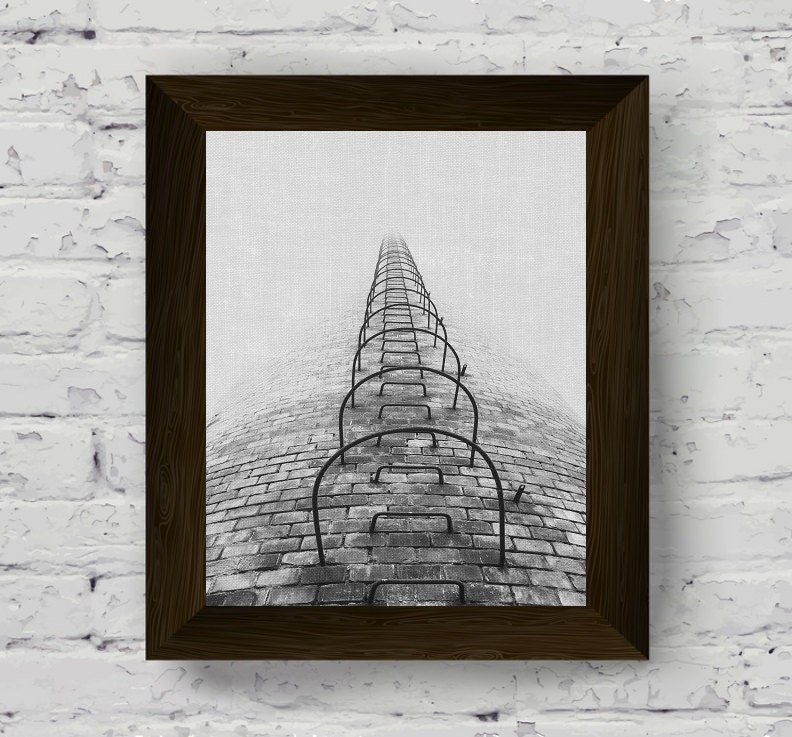 urban print industrial wall art black and white tower