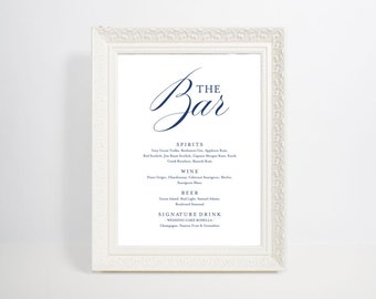 Navy Blue Bar Menu Template, Bar Menu, Bar Menu Printable, Bar Menu Wedding, Drink Menu,Menu Sign,Menu Card,Menu Template, Bar Sign, WPC_365