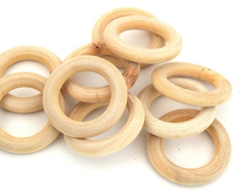 Wooden rings natural 34mm - Natural wood rings set of 5/10/20/30/50 units / Natural wood rings 34mm - Natural wood rings