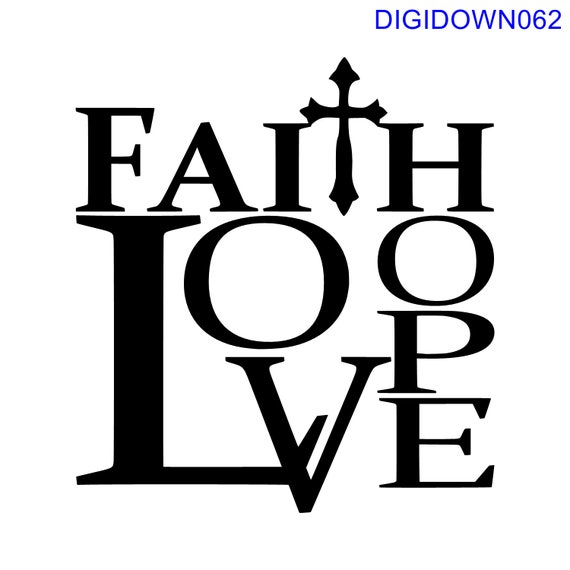 Download Faith Hope Love w/cross SVG Cut File mtc svg pdf eps