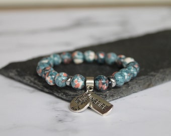 Thank you gift jewelry, gift for mentor, teacher bracelet gift, tree of life beaded bracelet, gemstone bracelet gift for mom, ocean jade