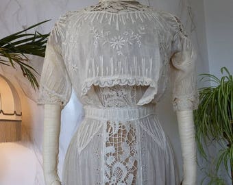 Garden Gown, antique dress, antique gown, Titanic Era, ca. 1912