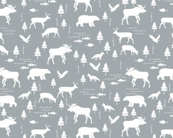 Moose Minky - Bear Minky - Woodlands Fabric- Hunting Fabric - Woodlands Minky - Animal Fabric- Ships out in 1-2 Days