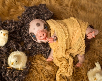 Reborn Baby Piglet Farrah/ READY TO SHIP/Perfect for Christmas!