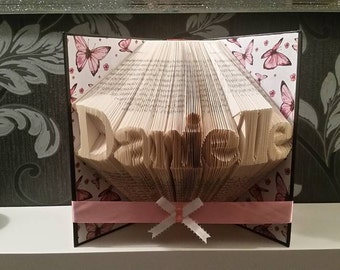 Name Folded Book Art, Single Name, Folded Books, Book folding, personalised gifts, personalised book fold