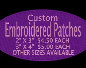 Embroidered Custom Patches Iron On, Sew On, or Velcro