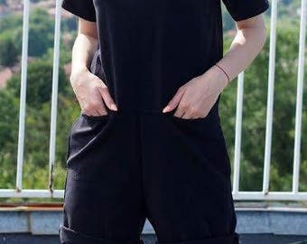 Extravagant Loose Jumpsuit with side pockets/black casula jumpsuit/black short casual jumpsuit/plus size jumpsuit