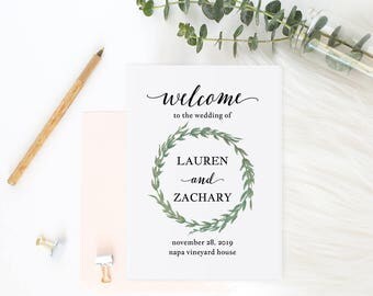 Wedding Program Book Template, Printable Wedding Program, Catholic Wedding Program, Instant Download Editable PDF Rustic Wreath #SPP032pk