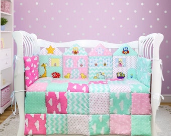 Baby shower gift/ Crib bedding set/ Baby girl crib set/ Baby girl nursery decor/ Nursery room decor (007)