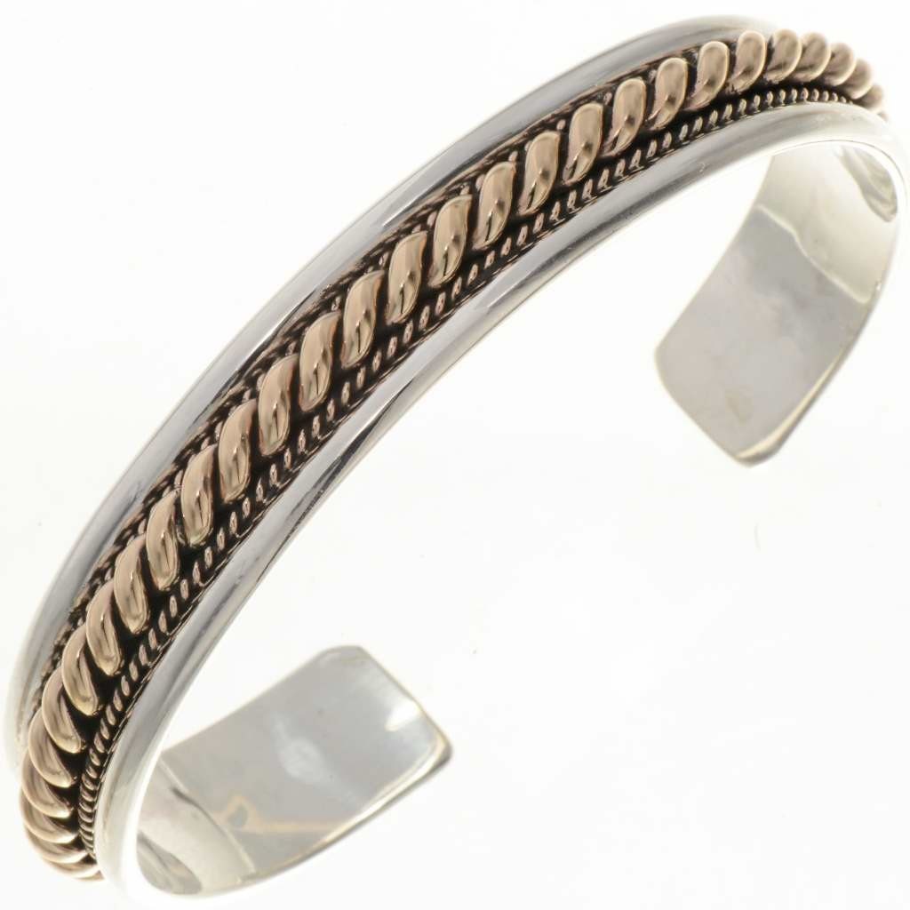 Twist Wire Cuff Bracelet Silver Gold Navajo Heavy Jewelry
