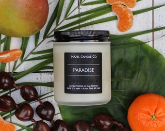 All Natural, Soy Wax, Eco Friendly, Luxury, Paradise Scented Candle // Hand Poured and Handmade in California