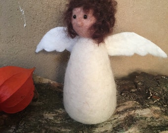 Angel hand felted felt figure mobile organic Merino Wool