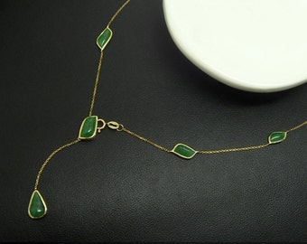 18K yellow gold natural jade (A ,feitsui) necklace