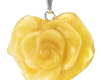 Natural amber pendant; 925 sterling silver, natural amber