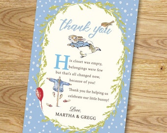 Peter Rabbit Baby Shower Thank You Card // Digital File Only