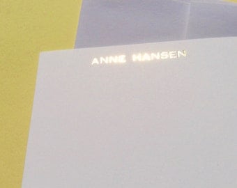 LETTERPRESS STATIONARY NOTECARDS: Letterpress Embossed Gold Foil Stationary Set With Envelopes Custom Stationary, Wedding Thank You