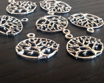 20 Tree of Life Charms | Silver Tree Charms | Tree of Life Pendant | Double Sided Charm | Bangle Charm | Ready to Ship from USA | AS355-20