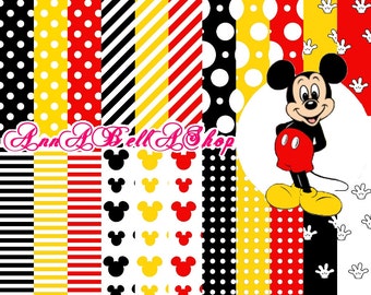 80% OFF SALE Mickey Mouse 1 - mickey mouse party, digital paper, scrapbooking papers, wallpaper, mickey background, mickey birthday