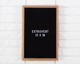 12 x 18" Extrovert Letter Board - Felt LetterBoard - Oak Frame Letter Board with Black Felt and 290 Characters