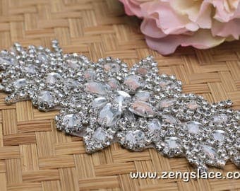 Rhinestone Sash/Wedding Sash/Bridal Sash/Wedding Dress Belt/Wedding Belt/Rhinestone Belt/Crystal Sash/Rhinestone Applique/Bridal Belt, RA-02