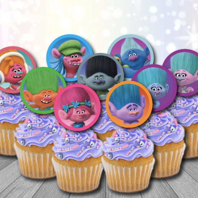 Trolls Party Cupcake Toppers Printable Trolls Birthday Digital