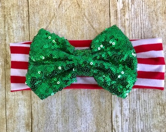 Christmas sparkly bow headband, christmas headband