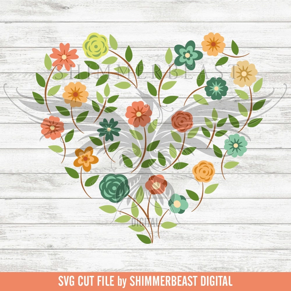 Download Layered Flower Heart SVG Floral Heart SVG Layered Flowers