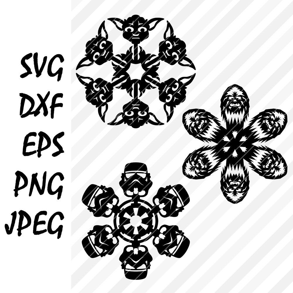 Download Star Wars Design of Snowflake SVG DXF Vector Cuttable File
