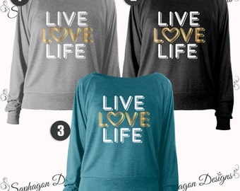 Live, Love, Life, Tri-Blend, Raglan Pullover