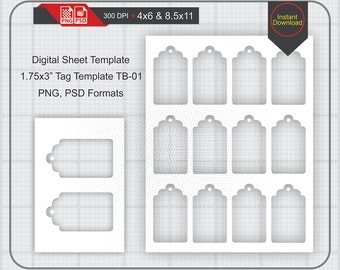 1.75x3" Gift Tag Template Instand Download, Make Your Own Template Png and Psd Formats, Transparent Background